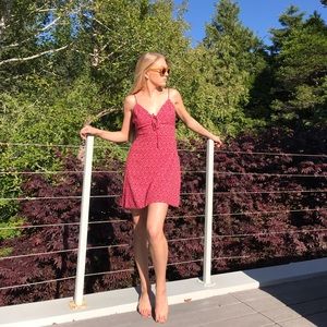 Red Star Print Dress W/Front Tie